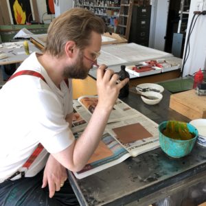 Ragnar Kjartansson working at BORCH Editions in Copenhagen